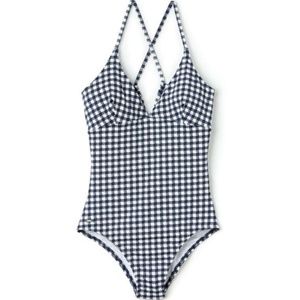 Gingham Print One Piece Lacoste Bathing Suit